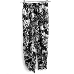 Women’s Tropical Leaf Black & White Swim Coverup Pants